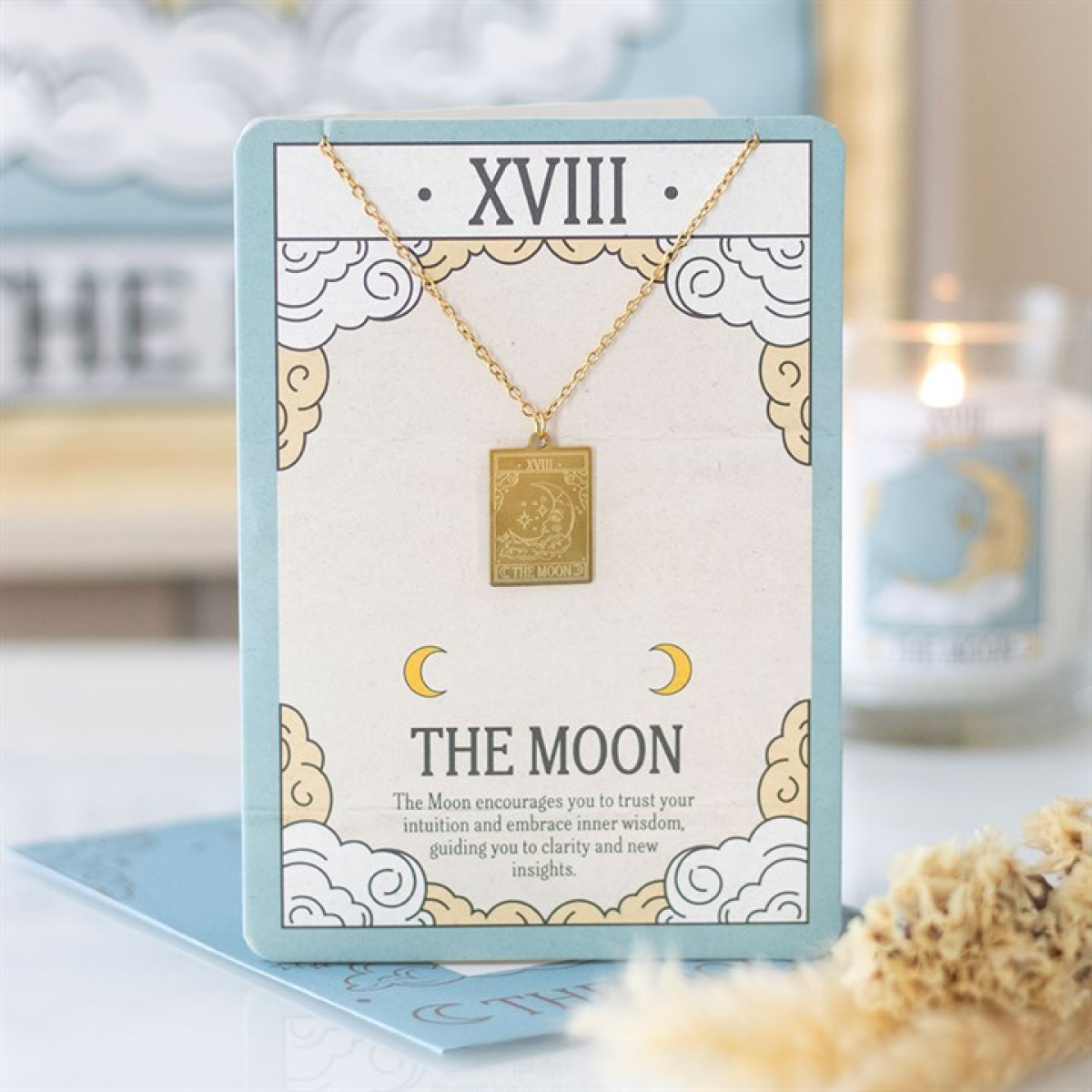 The Moon Vintage Tarot Necklace on Greeting Card N/A