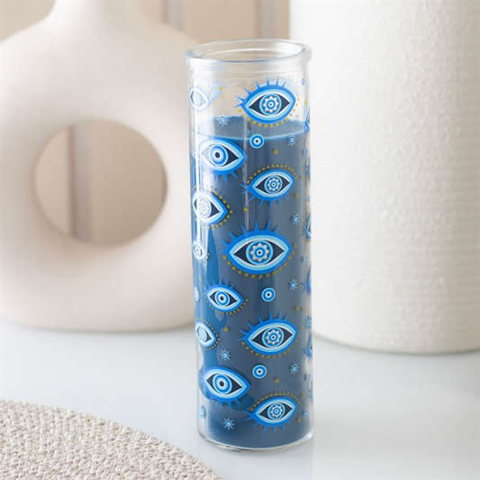 All Seeing Eye Print White Rose Tube Candle N/A