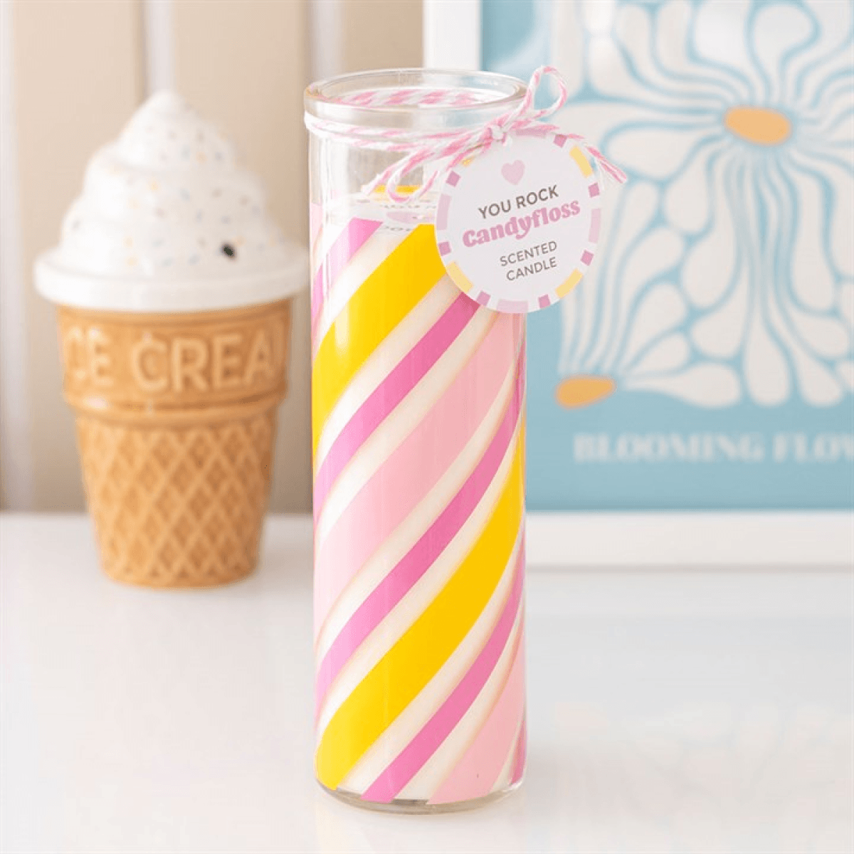 Candy Stripe Candyfloss Tube Candle N/A