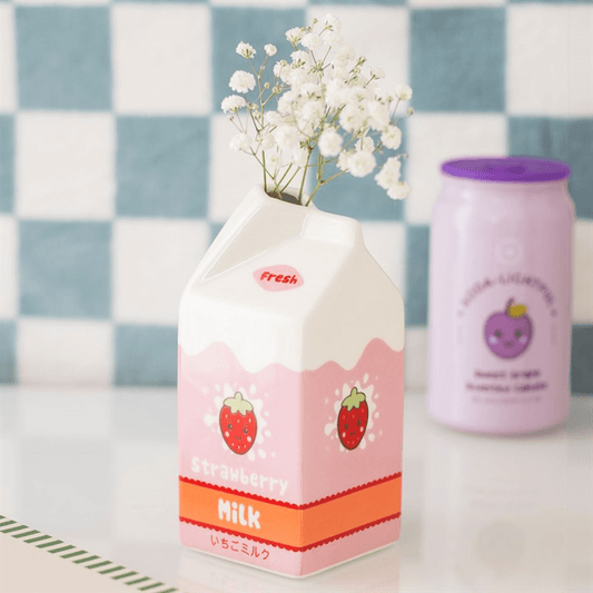 Strawberry Milk Carton Flower Vase
