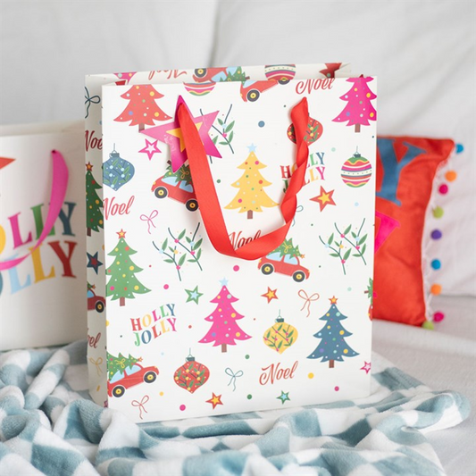 23cm Nostalgic Christmas Print Gift Bag N/A