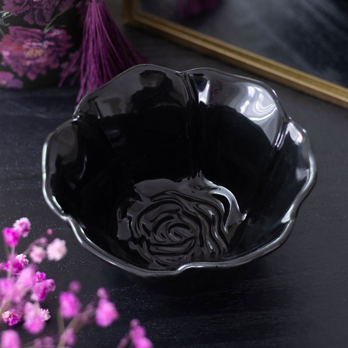 Black Rose Trinket Dish N/A