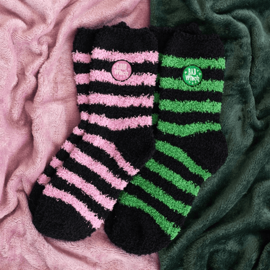 Set of 2 Good Witch and Bad Witch Fluffy Socks N/A