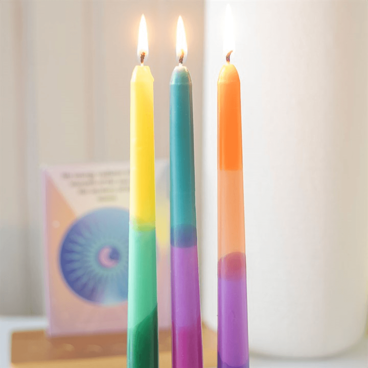 Set of 3 Dipped Aura Energy Taper Candles N/A
