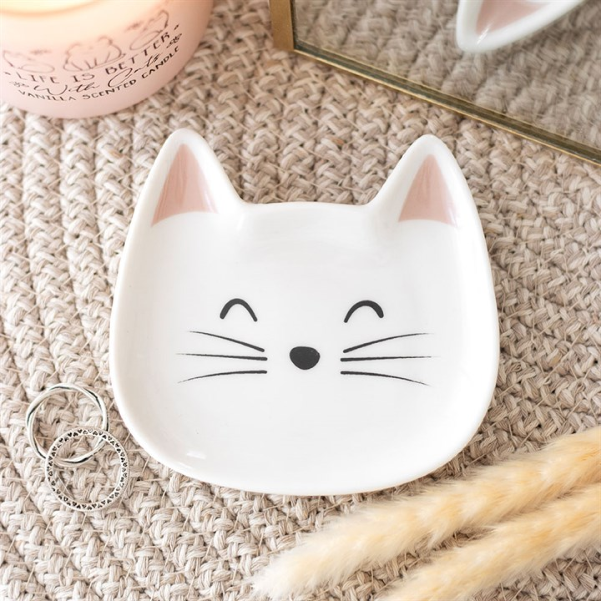 White Cat Face Trinket Dish N/A