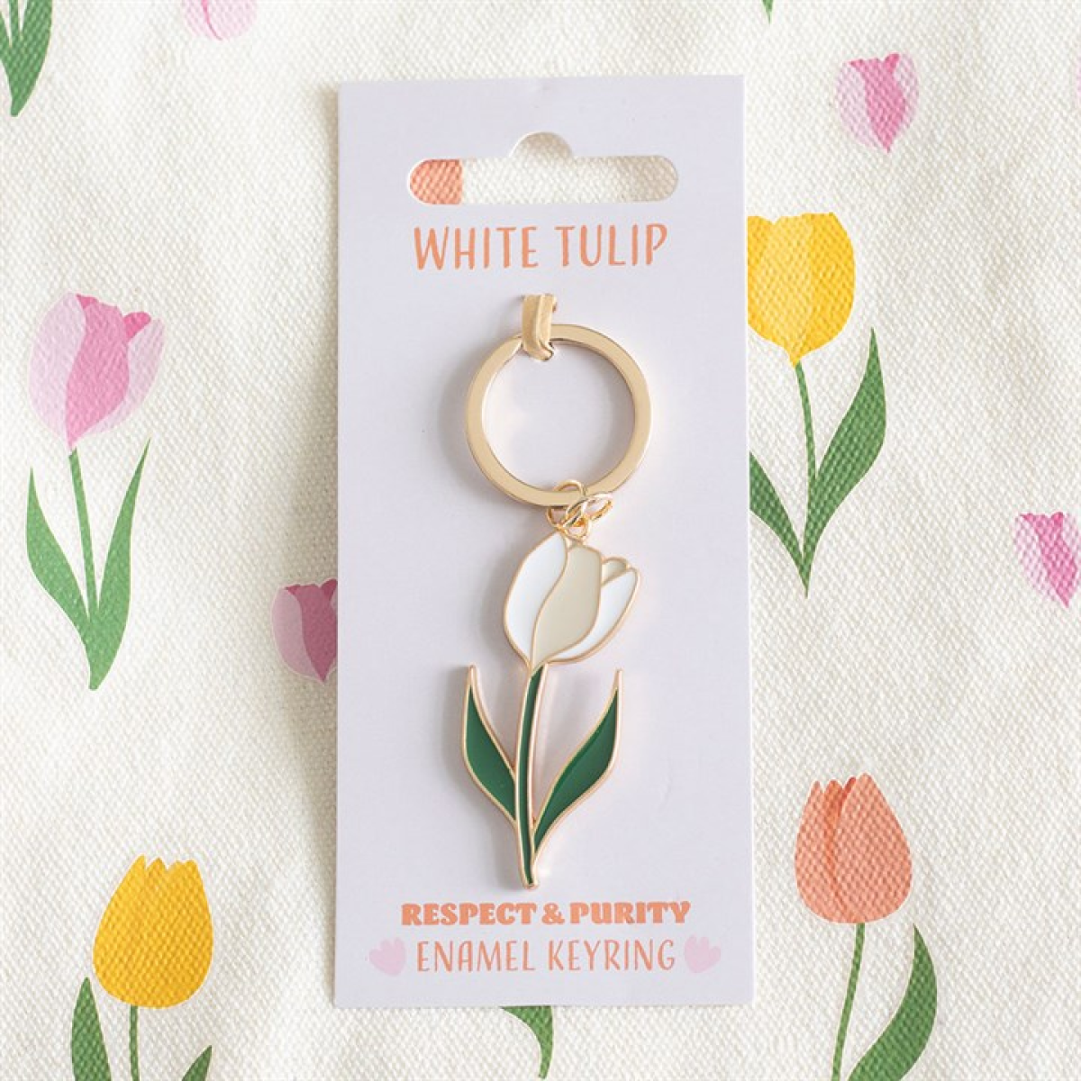 White Tulip Keyring N/A