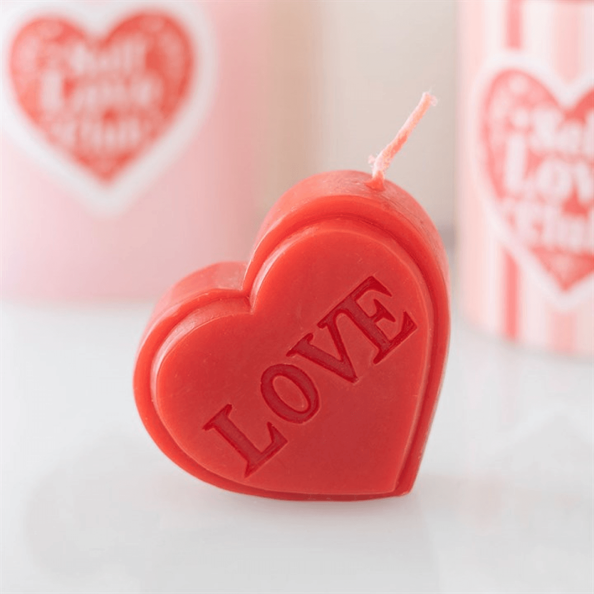 Red Love Heart Shaped Valentine's Day Candle N/A