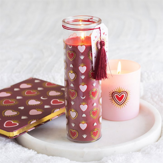 Sacred Heart Print Black Fig Tube Candle N/A