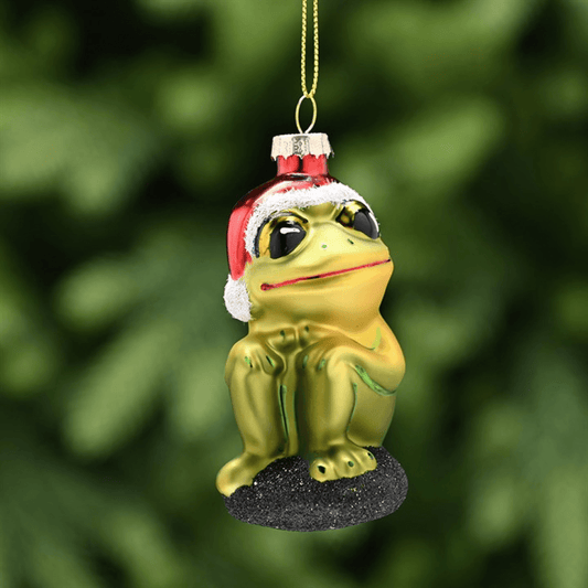 Christmas Frog Glass Hanging Decoration