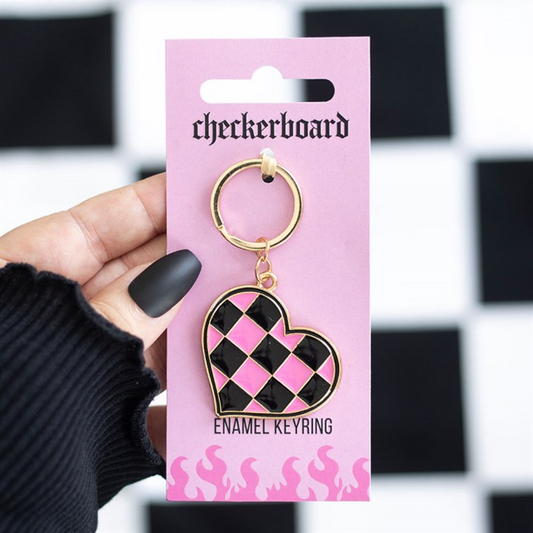 Checkerboard Heart Keyring N/A