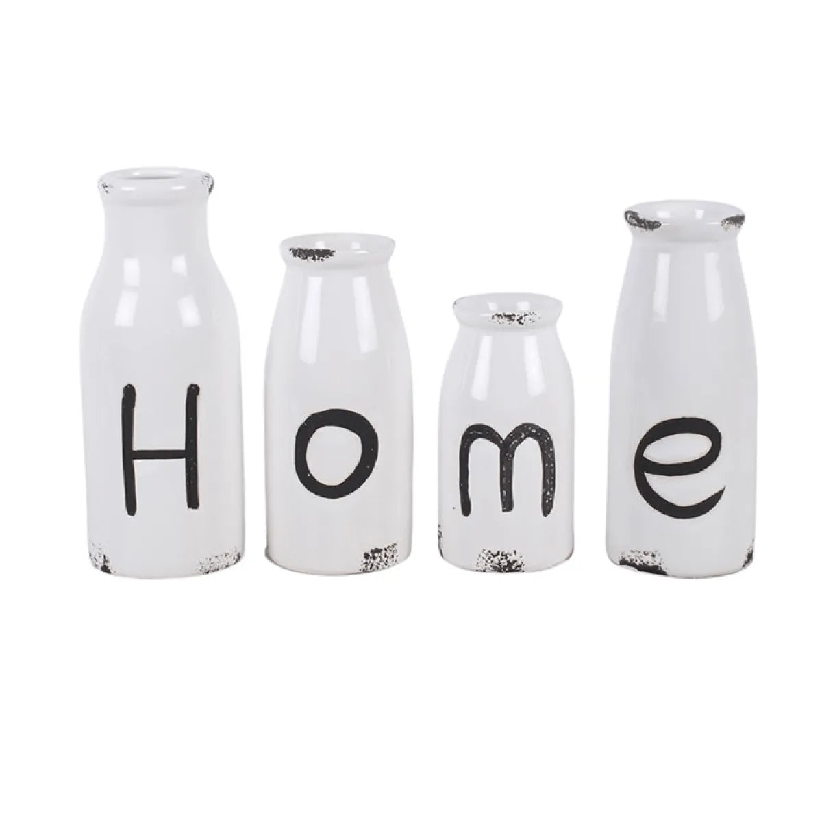 Set of 4 Decorative Milk Bottles