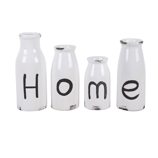 Set of 4 Decorative Milk Bottles