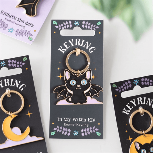 In My Witch Era Bat Cat Enamel Keyring