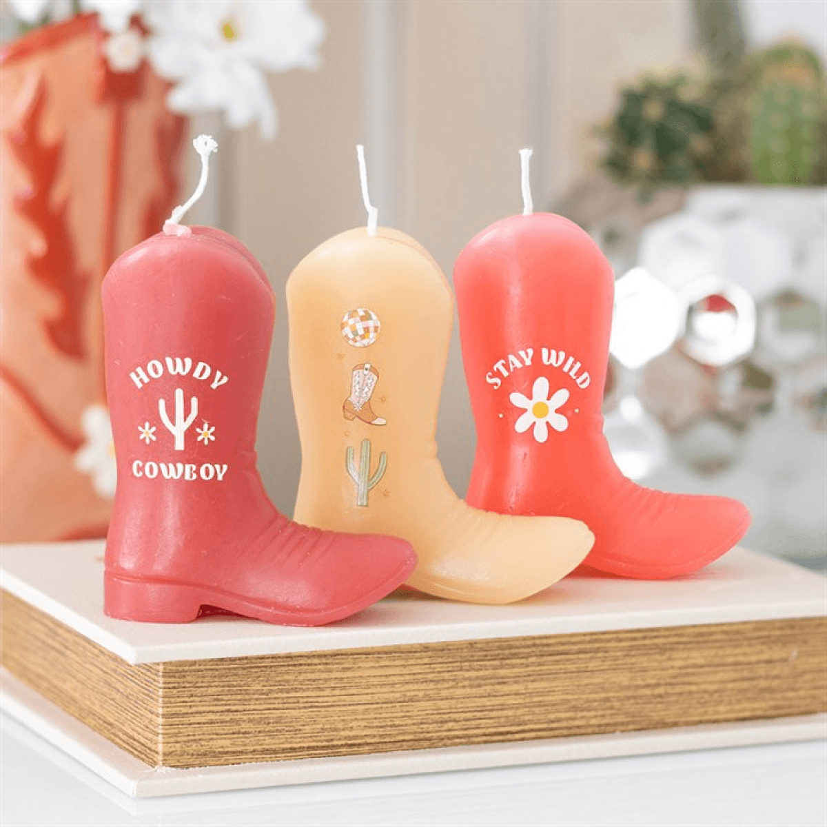 Set of 3 Cowboy Boot Candles N/A