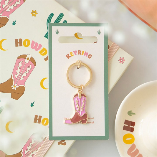 Pink Cowboy Boot Keyring N/A