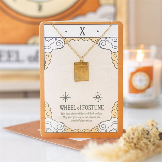 The Wheel of Fortune Vintage Tarot Necklace on Greeting Card N/A