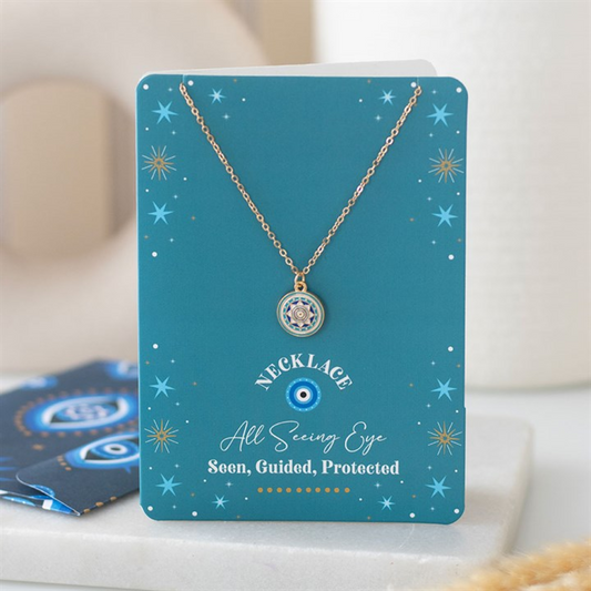All Seeing Eye Necklace on Greeting Card N/A