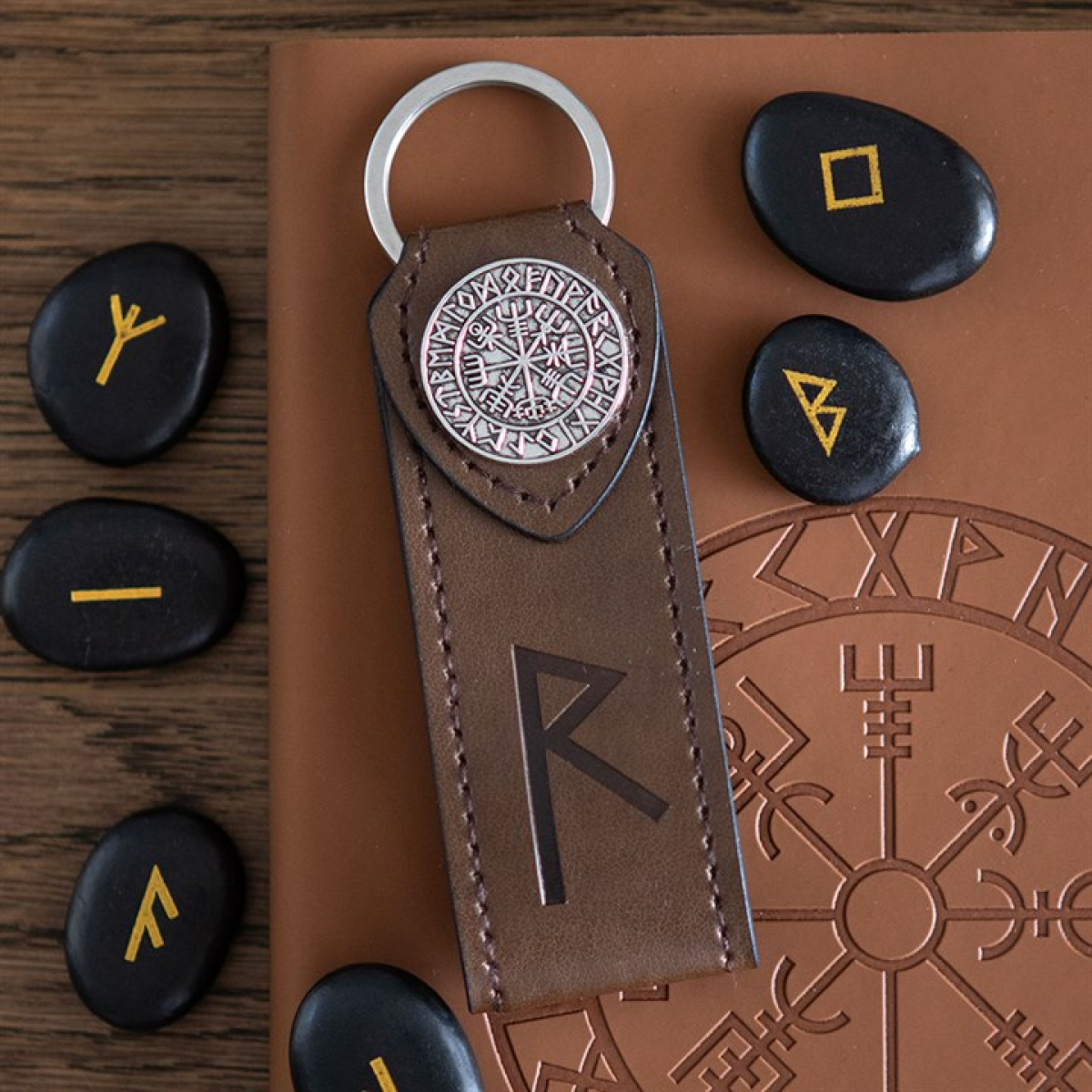 Journey Viking Rune Faux Leather Keyring N/A