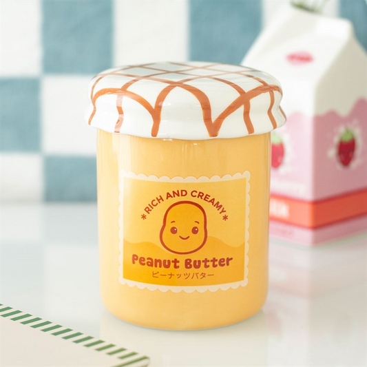 Ceramic Peanut Butter Jar Oil Burner And Wax Warmer With Kawaii Face Tealight