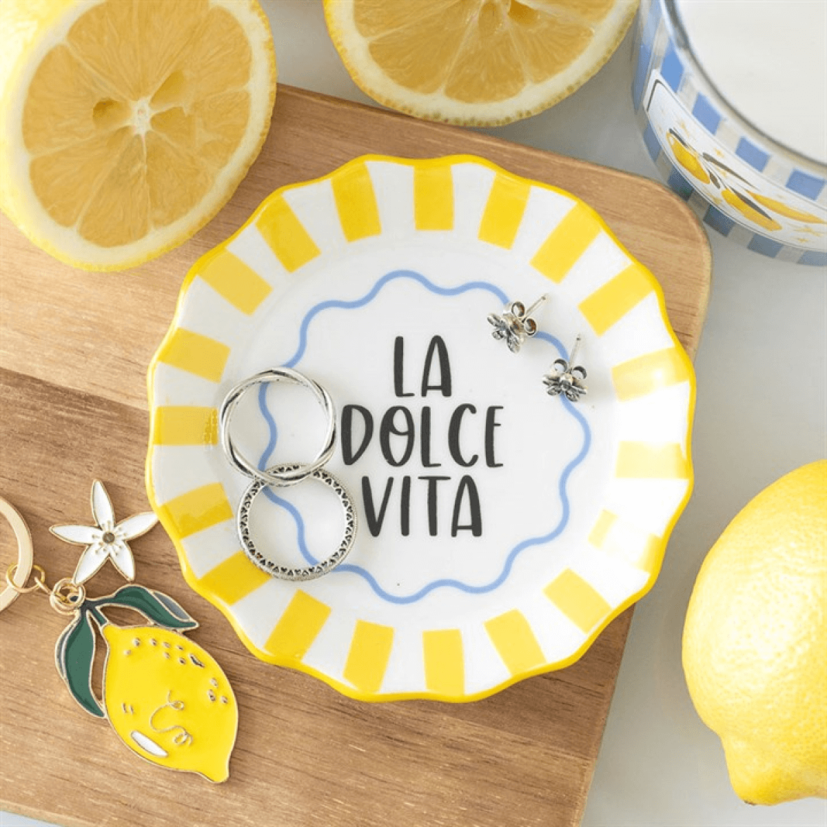 Yellow Striped La Dolce Vita Trinket Dish