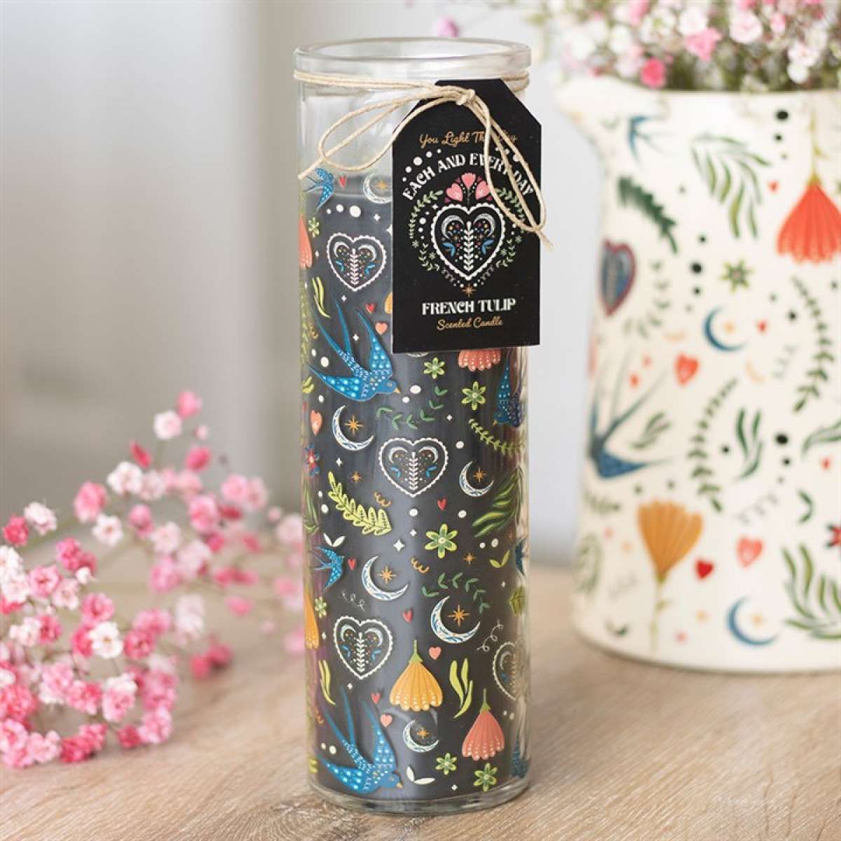 Midnight Bloom Print French Tulip Tube Candle N/A