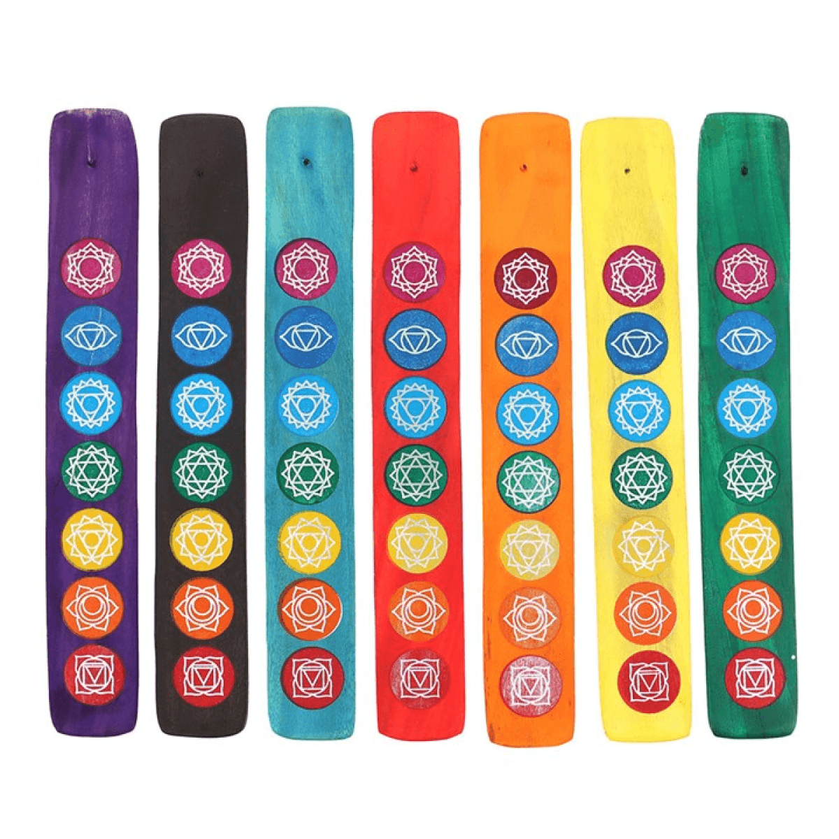 Set of 7 Wooden Chakra Incense Holders N/A