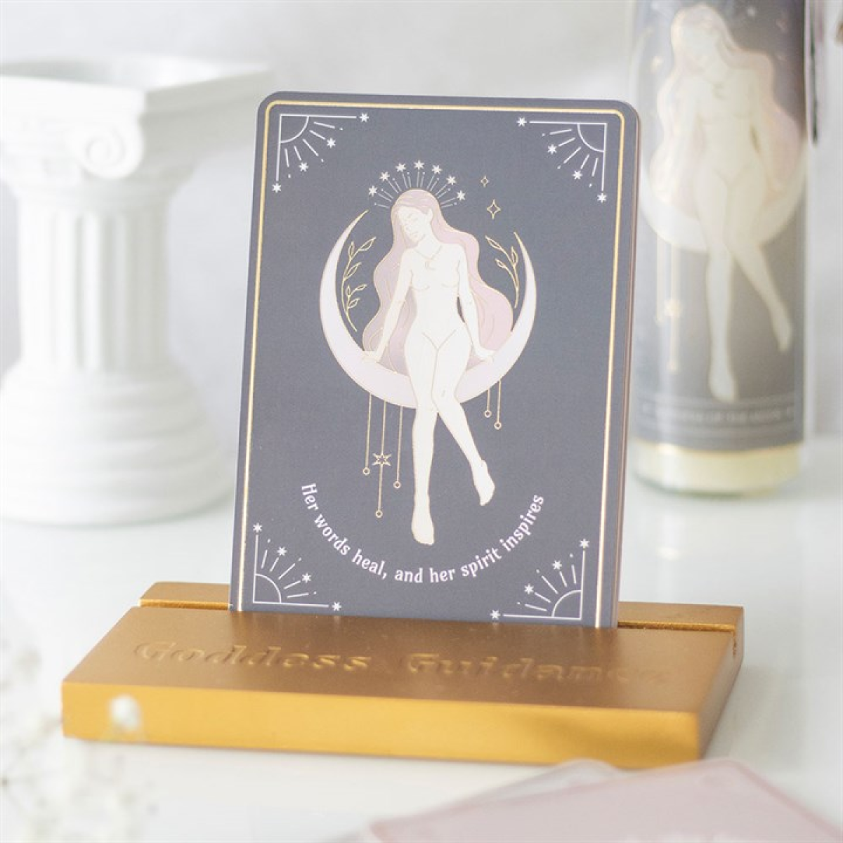 Goddess Energy Affirmation Cards with Wooden Stand N/A