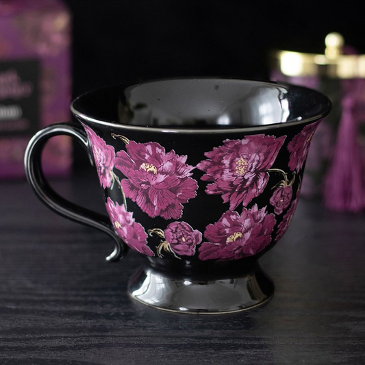 Dark Romance Floral Print Teacup N/A