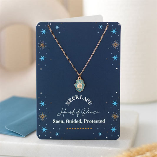 Hand of Hamsa Necklace on Greeting Card N/A