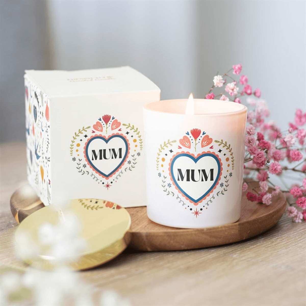 Mum Folk Heart French Tulip Candle N/A