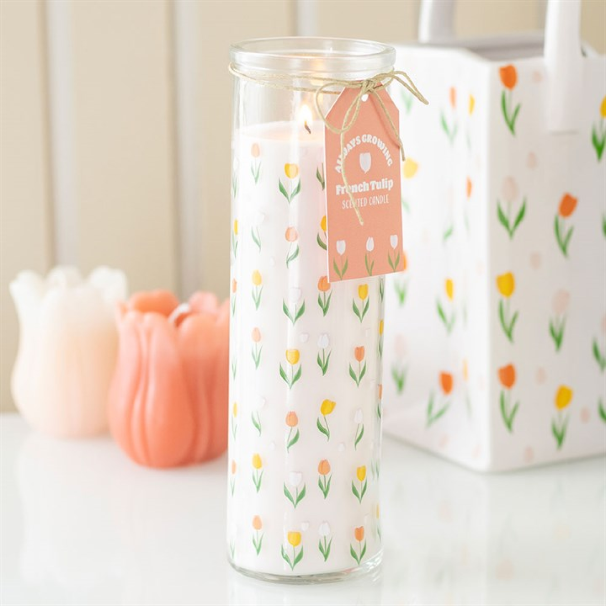 Tulip Print French Tulip Tube Candle N/A