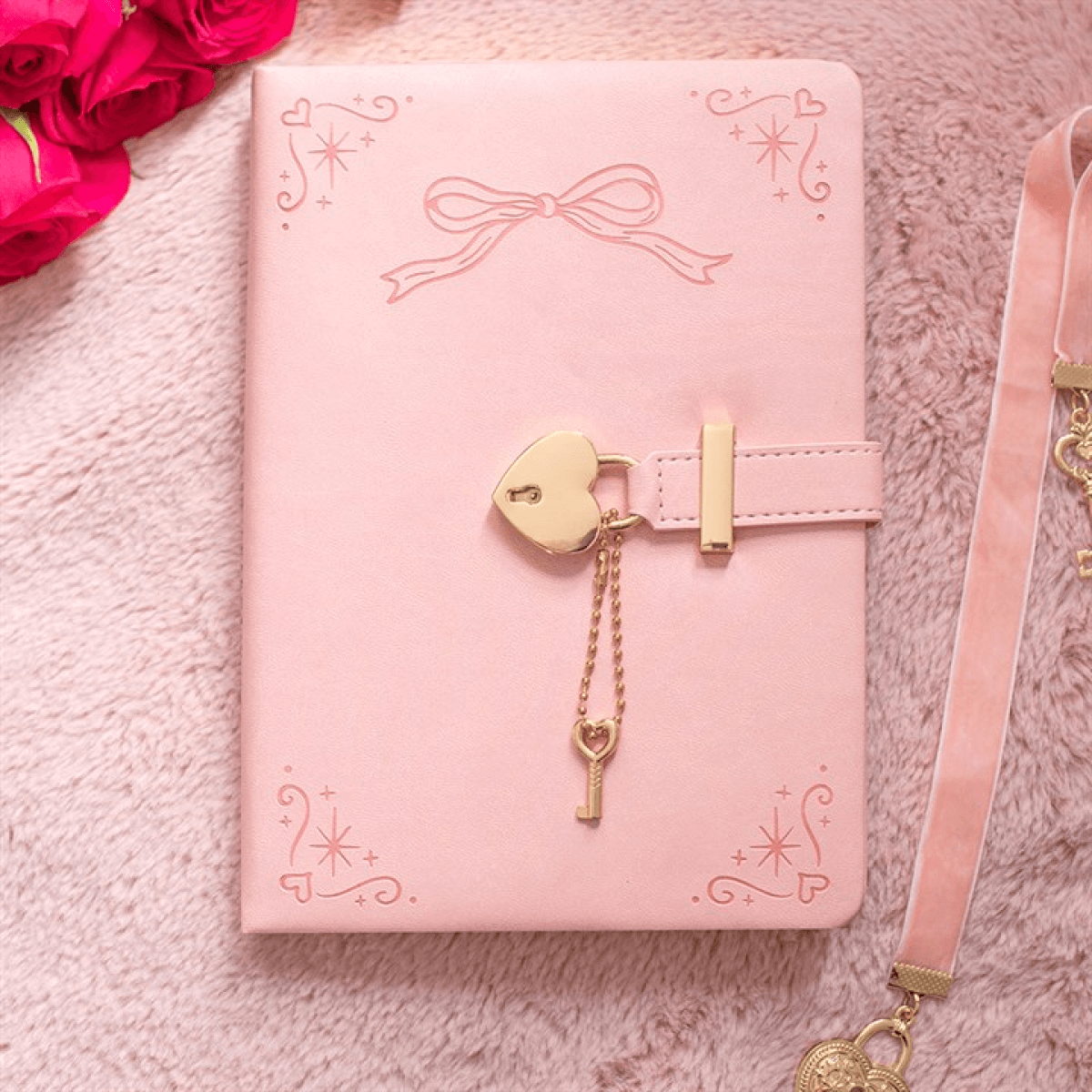 Pink Faux Leather A5 Diary with Lock