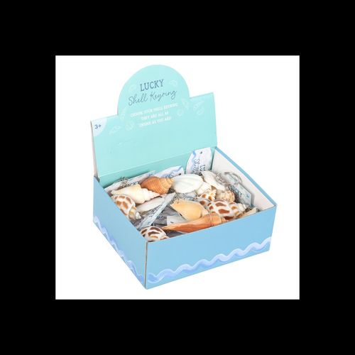 Set of 36 Resin Seashell Keyrings in Display N/A