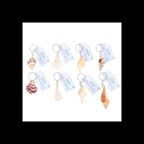 Set of 36 Resin Seashell Keyrings in Display N/A